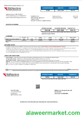 USA Iowa MidAmerican Energy Services business utility bill template in Word and PDF formats